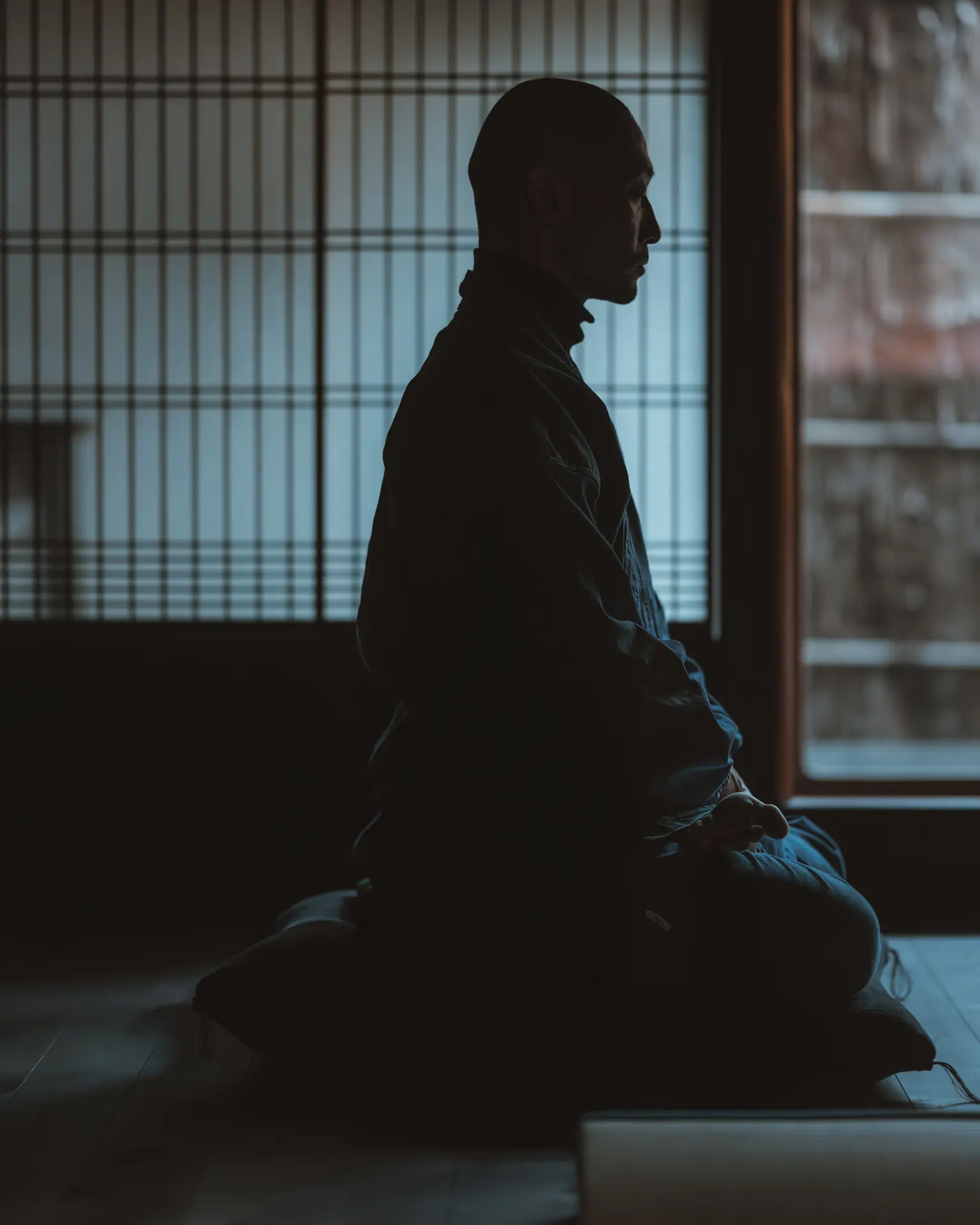 Seated in stillness, zazen posture